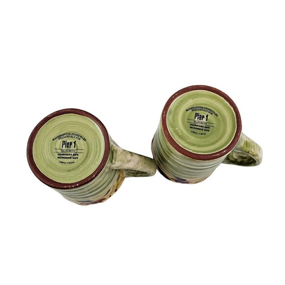 Pier 1 Cup ELIZABETH Hand Painted Stoneware Large 16 Oz Cups – Set of 2 - Picture 5 of 16